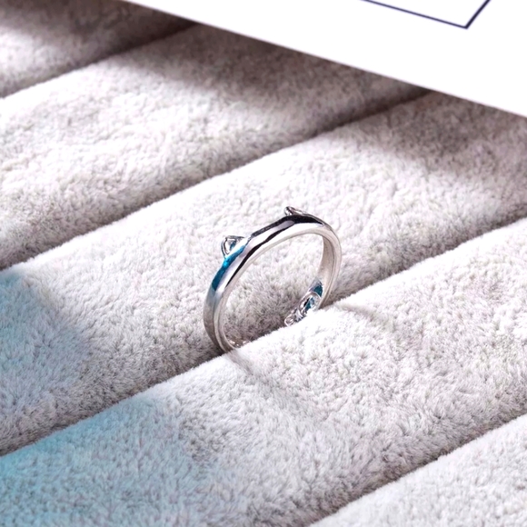Silver Cat Kitty Ears & Paw Ring New! Adjustable - Picture 4 of 5